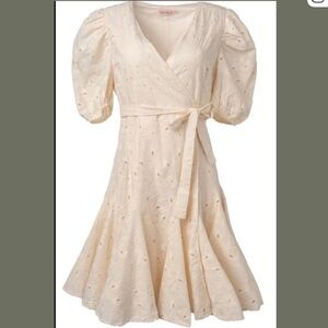 Ivy City Co Ivory Puff Sleeve Wrap Dress